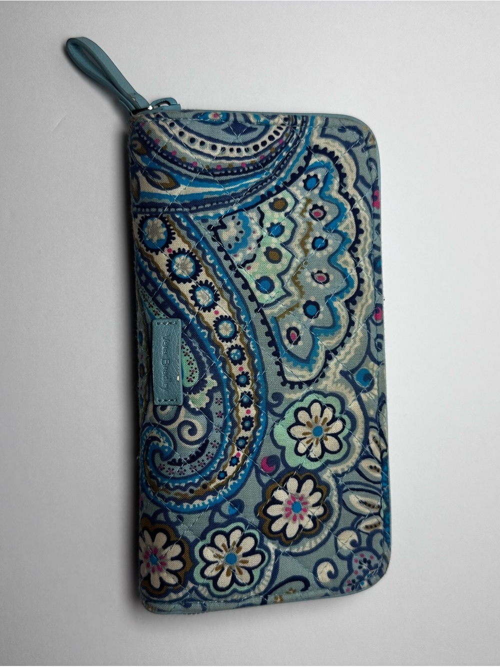 Vera Bradley Blue Paisley Floral Zip Wallet